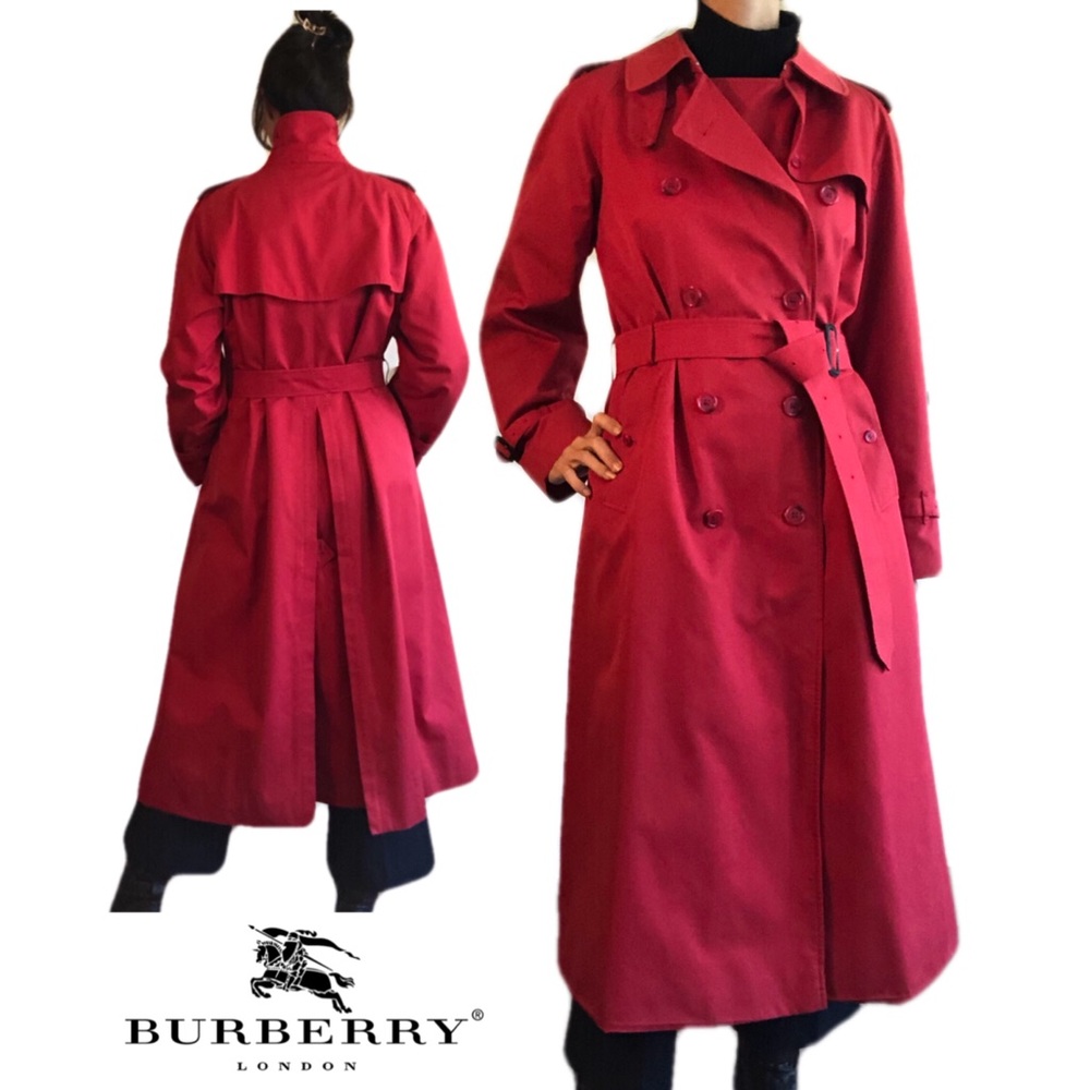 Red Burberry Trench Coat - Rare